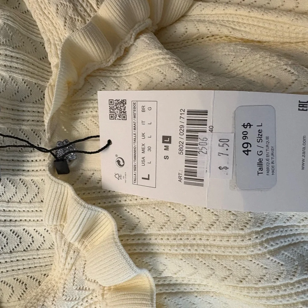 Zara Cream Ruffled Cardigan - Picture 13 of 14
